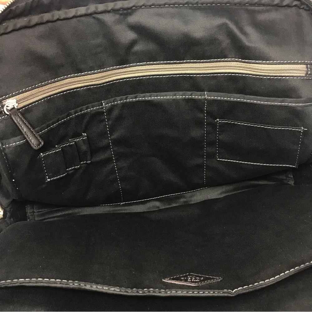 Fossil Men’s Black Canvas Messenger Briefcase Travel Bag